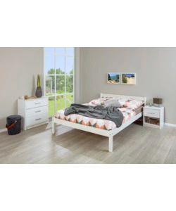 LETTO MATRIMONIALE IN LEGNO DI PINO MASSELLO BIANCO 140X200 CM